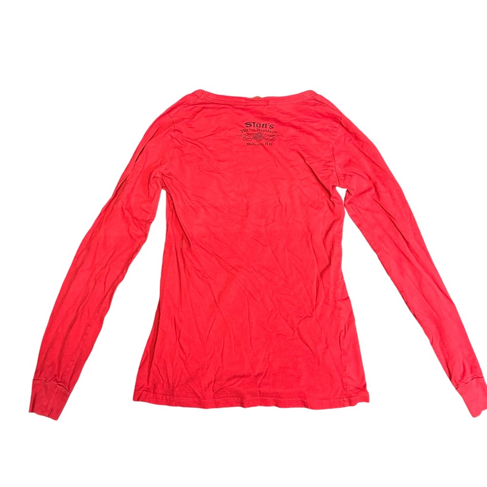 Harley-Davidson Red Long Sleeve Studded Shield Tee - Picture 2 of 6